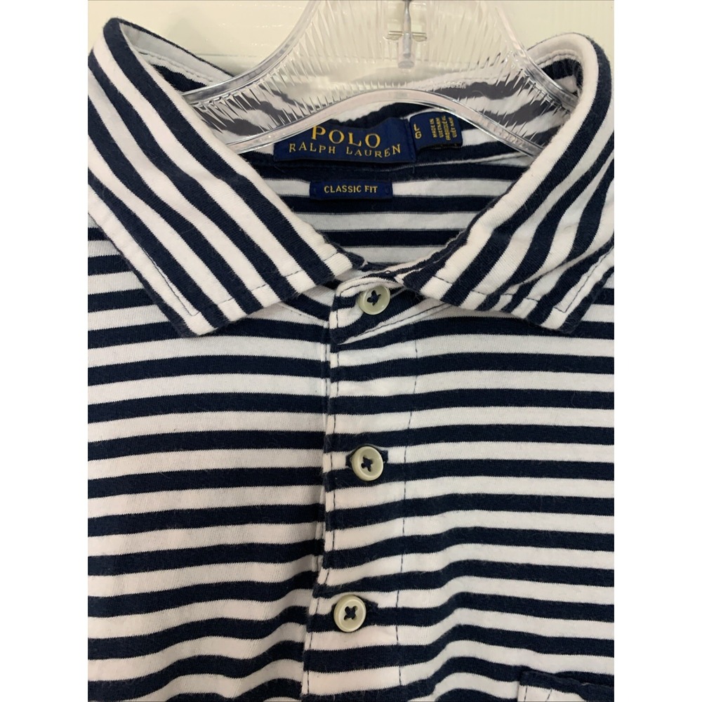 Polo Ralph Lauren Size L Striped Shirt Short Sleeve 100% Cotton Preppy Classic - Picture 4 of 6